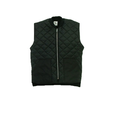 These vests are made of 100% polyester fill quilted nylon outer shell and lined with a warm 100% polyester fleece.  ~Made in Canada  ~#5 YKK zipper  ~ribbed collar  ~drop tail    Available in black    Sizing and Pricing  Sizes S, M, L, and XL ~ $47.07  Sizes XXL - 3XL ~ $50.69