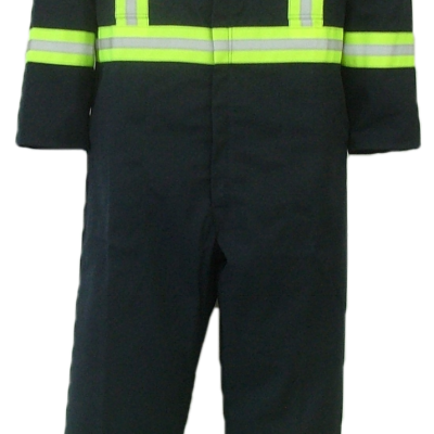 Long sleeve safety coveralls. These coveralls are made with a durable 7.5 oz., 65% polyester/35% cotton blend twill fabric.  ~Made in Canada  ~two deep chest pockets, one with pencil slot  ~two front pockets  ~two side opening for pant pocket access  ~two rear hip pockets  ~concealed 2-way #5 YKK brass zipper   ~2 YKK dome fasteners at collar  ~expansion back feature  ~2" reflective striping  two stripes on front, X on back, bands on arms, legs and waistband.    Colors available:  Navy     Sizing and Pricing:  Size 36, 38, 40, 42, and 44 ~ $92.11  Size 46, 48, 50 and 52 ~ $105.43  Size 54, 56, 58, 60 and 62 ~ $120.98    A $4.95 surcharge will apply to tall coveralls.    Also Available:  Men's Insulated Safety Coveralls. These coveralls are made with a durable 7.5 oz. 65% polyester/35% cotton blend twill fabric and lined with a mid weight 5 oz. 100% polyester quilted lining.  ~Made in Canada  ~one deep chest pocket with pencil slot  ~two front pockets  ~two side openings with snaps, for pant pocket access  ~two rear hip pockets  ~concealed 2-way, heavyweight, YKK #10 zipper   ~2 YKK domes at collar  ~expansion back feature  ~elastic in back  ~machine washable  ~2" reflective striping  two stripes on front, X on back, bands on arms, legs and waistband.    Available in navy.    Sizes and Pricing:  Available in Short and Regular lengths.  Size 36, 38, 40, 42 and 44 ~ $142.52  Size 46, 48, 50, and 52 ~ $148.27  Size 54, 56, 58, 60 and 62 ~ $161.77    Tall coveralls will be subject to a $3.90 surcharge.