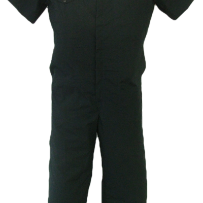 Short Sleeve coveralls. All coveralls are made with a lightweight 65% polyester/35% cotton blend poplin fabric.  ~Made in Canada  ~two deep chest pocket (one with flap closure, one with pencil slot  ~two front pockets  ~two side openings for pant pocket access  ~two rear hip pockets  ~elastic in back  ~concealed 2-way, brass #5 YKK zipper   ~2 YKK domes at collar  ~expansion back feature  ~machine washable    Colours available:  navy, green, grey, black and tan.    Sizes and Pricing:  Available in Short and Regular lengths.  Size 36, 38, 40, 42 and 44 ~ $47.27  Size 46, 48, 50, and 52 ~ $53.07  Size 54, 56, 58, 60 and 62 ~ $58.85    Tall coveralls will be subject to a $2.80 surcharge.